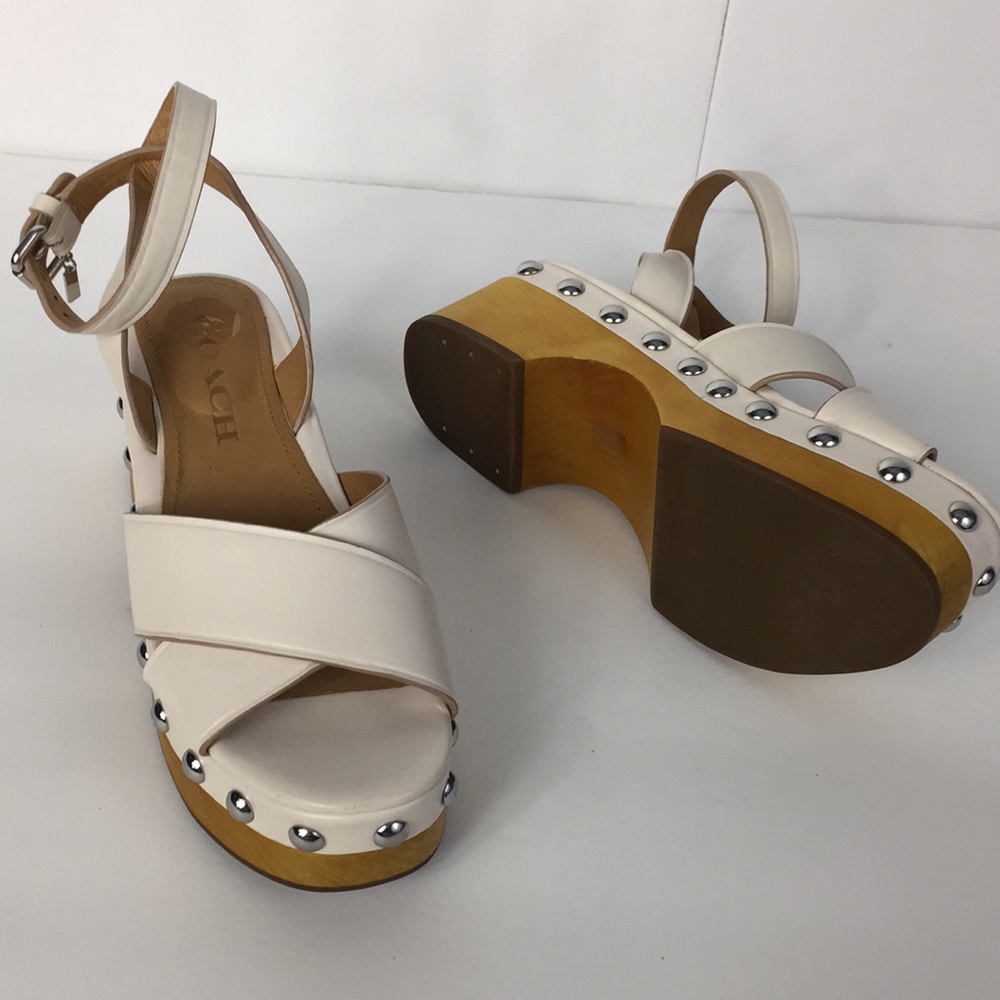New Coach Astor Studded Block Wood Sandals - Picture 6 of 8